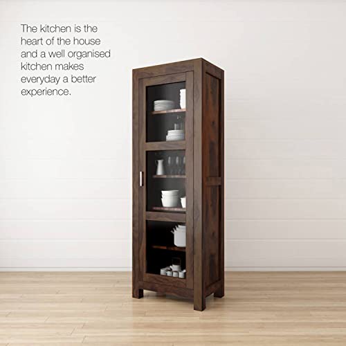Image of The Attic Victoria Kitchen Cabinet Multipurpose Cabinet for Bedroom Living Room Study bar, Solid Wood Bookshelf /Kitchen Cabinet, Walnut Matte Finish
