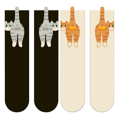 2 Pares Calcetines De Gatos Con Huevos - Calcetines Algodon Térmicos Mujer Para Invierno, Calcetiness 3D Para Gato Con Bolas, Regalos Para Gatos Amantes, Mujeres Y Niñas, Para Año Nuevo Cumpleaños