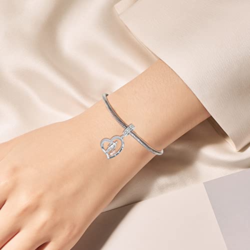 Image of PROESS Father Mother Daughter Charm fit Charms Bracelet Sterling Silver Charms for Bracelets Birthday Valentines Day Gifts for Daughter Mother Lover
