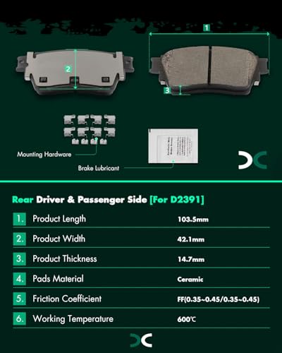 Image of SCITOO D2375 D2391 Front & Rear Ceramic Brake Pads Sets w /Hardware Replacement For Nissan For Rogue 2021-2024