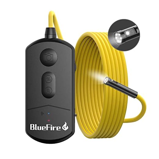 BlueFire Dual Lens Wireless Endoscope,1080P 8.0mm Semi-Rigid HD Inspection Camera, Zoomable Focus 1800mA Battery Dual Camera Borescope for Android and iOS Smartphones, Tablet (11.5FT)