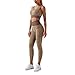 I3CKIZCE - Set da donna senza cuciture, Leopard Sportswear, per palestra, yoga, crop, top senza maniche, con imbottitura sul petto e leggings da corsa, 2 pezzi, taglia S L cachi M