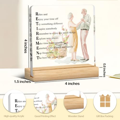 Image of Retirement Gifts for Women Men, Happy Acrylic Retirement Gifts, Coworker Teacher Nurse Boss Retired Gift with Gag for Retirees - Retire Gift for Retired Cadre Worker
