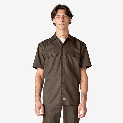Image of Dickies Men's Short Sleeve Work Shirt - Durable Twill Button Down Shirts for Men, Lightweight Uniform for Daily Wear