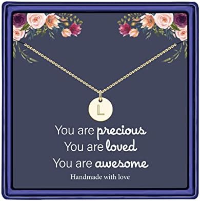 Hidepoo Necklaces for Girls Gifts - Gold Dainty Disc Initial Necklaces for Girls Women Letter Necklaces for Teen Girls Little Girls Jewelry Girls Necklace Gifts for 10-12 Year Old Girl Pendant L
