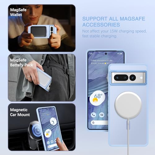 Coque Google Pixel 7 Pro Magsafe BENTOBEN antichoc bleu clair