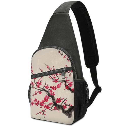 Sling Bag para Hombre y Mujer con Estampado Floral Japonés