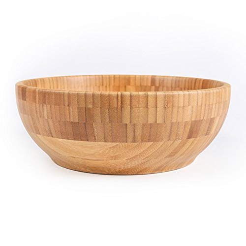 HEITIGN bowl salad 14 * 14 * 6 Bamboo Salad Bowl Round Serving Bowl Wood Dishware for Fruit Snacks Appetizers