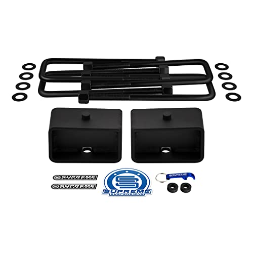 Supreme Suspensions - 3" Rear Leveling Kit for 2019-2022 Chevrolet Silverado & GMC Sierra 1500 2WD 4WD - 5/8th Pin Blocks with Square Bend U-Bolts Rear Suspenion Lift Kit