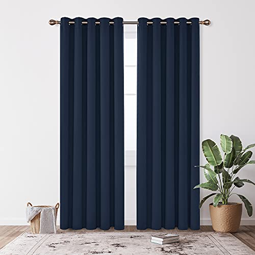 Deconovo Blackout Curtains Bedroom Super Soft Thermal Insulated Curtains Blackout Eyelet Blackout Curtains for Living Room 66 x 84 Inch Navy Blue 2 Panels - Image 2