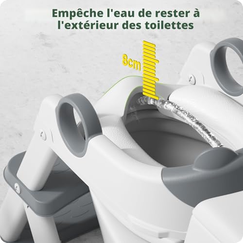 Rabb 1st Reducteur Toilette Enfant, Siège de Toilette pour Enfants Garçons et Filles, 2 en 1 Rehausseur Filles Garçons, Coussin Non-éclaboussures et Antidérapant, Tabouret d'escalier – vue 5