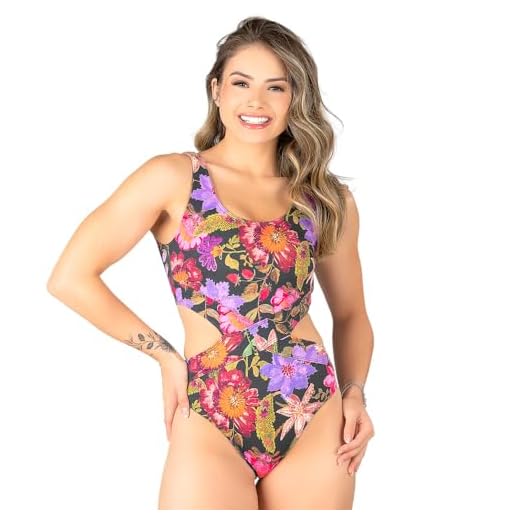 Maiô Engana Mamãe Com Bojo Removível Floral Preto