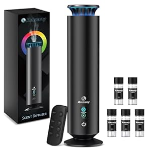 Waterless Scent Diffuser Kit,Scent Diffuser with 7 Lights and Breathing Lights Modes,Max Coverage 2000 sq.ft.Home,Offices,Hotels and Spas Aromatherapy Diffuser Included 5 Scent Oils Remote Control