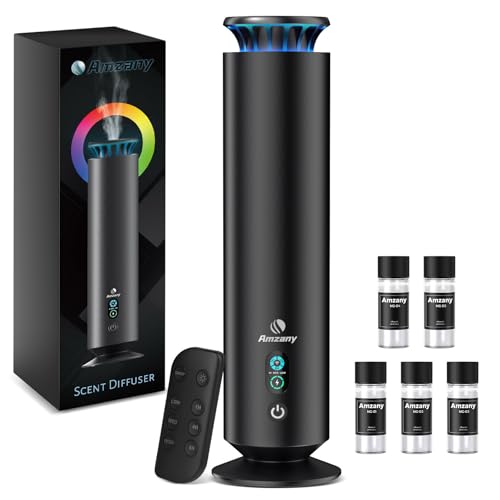 Waterless Scent Diffuser Kit, Scent Diffuser with 7 Lights and Breathing Lights Modes, Max coverage 2000 sq.ft.Home, Offices, Hotels and Spas Aromatherapy Diffuser Included 5 Scent Oils Remote Control