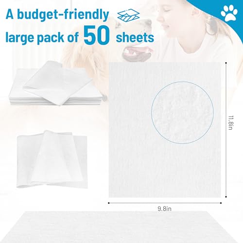 Image of 50Pcs Pet Pee Sheets for Fast Absorption of Urine, Disposable Pet Absorbent Sheets Pee Pads for Clearing Pet Urine and Stains