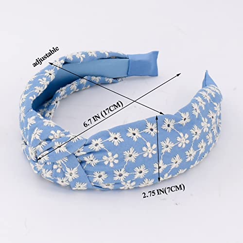 Begood White Headbands For Women Embroidery Knotted Wide Hairband Hoop Fashion Top Knot Turban Hair Accessories For Girls Vintage Floral #TOP5
