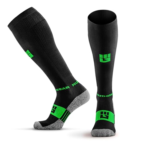 Image of MudGear Graduated Compression Socks, Durable, Sweat-Resistant OCR Performance Socks with Cushioned Footbed, Made in USA