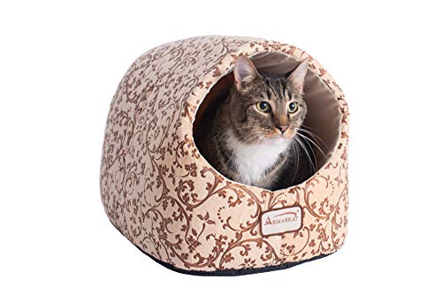 Armarkat Cat Bed With Flower Pattern, Beige #TOP7