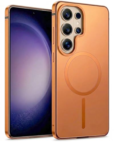 Coque Samsung S25 Ultra en aluminium premium et dos mat orange