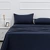 4 piece Bed Sheet Set (Double,Blue) 1 Flat Sheet,1 Fitted Sheet and 2 Pillow Cases,Brushed Microfiber Luxury Bedding…