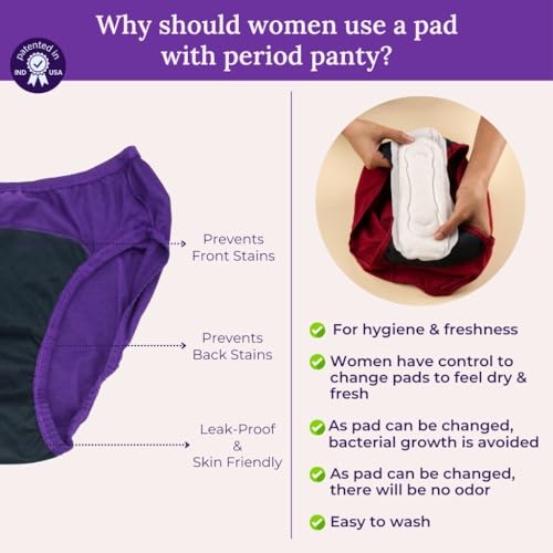 Image of ADIRA | Period Panty for Women | Hipster Fit Leakproof Panty for Periods | for School, Travel & Work | Low to Medium Flow | Use with Pad | Leakproof & Breathable | Pack of 1