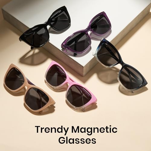 Image of Cyxus Cat Eye Magnetic Clip-On Sunglasses Women Polarized Blue Light Blocking UV400 Protection P1221