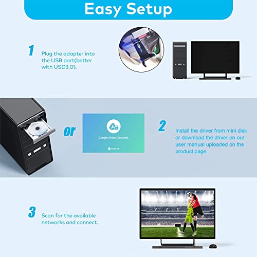 Netvip Ac 1300Mbps Usb Wifi Adapter For Pc, Wireless Network Adapter For Desktop Wifi Dongle Dualband 2.4Ghz,5Ghz, Mu-Mimo,Usb 3.0, High Gain Antennas, Supports Win11/10/8.1/8/7/Xp, Mac Os10.9-10.15 #TOP6