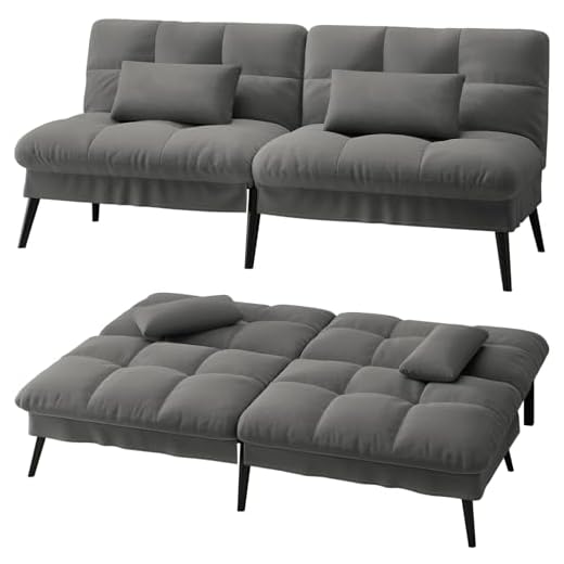 LUCKRACER Sofa 3 Sitzer Sofa Schlafsofa mit Schlaffunktion, überzug Futon Klappsofa, Bettcouch, ecksofa, Couch, 5 Verstellbare Winkel, Ideal für Wohnungen Wohnzimmer aus Stoff Grau