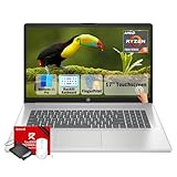 HP 17 Touchscreen Laptop 2026, AMD Ryzen 5 7430U, Windows 11Pro, Backlit Keyboard, 16GB RAM, 512GB SSD, Fingerprint Reader, 17.3'' Touchscreen Anti-Glare Display, Fast Charge, Wi-Fi 6