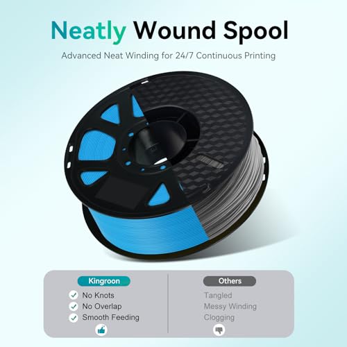 Image of Kingroon PLA Filament 1.75mm, 1kg Spool (2.2lbs), + /- 0.02mm Tolerance, Smooth 3D Printing Filament, Fits for Most FDM 3D Printers, Cyan