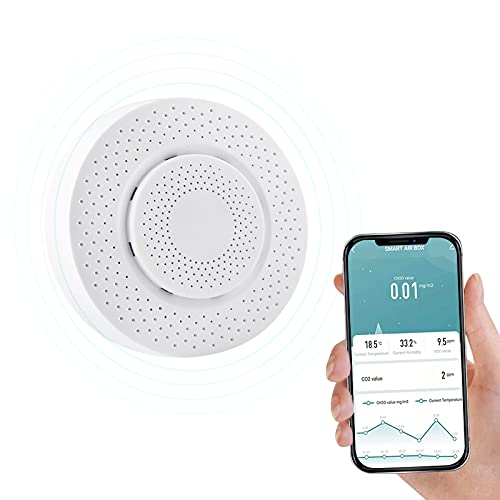 Aumaya Smart ZigBee Monitor della qualità dell aria Formaldeide, VOC, CO2, Temperatura, Umidità APP Monitor remoto Collegamento intelligente Tester della qualità dell aria in tempo reale Sensore