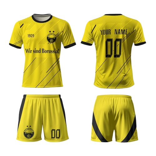 BVB Fußball Trikot Kinder Set,BVB Personalisierte Trikot Set mit Eigenem...