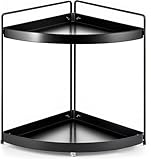 Lvssci 2 Tier Corner Shelf Rack Kitchen Counter Cabinet Bathroom Organizer Makeup Cosmetic countertop Organization and Storage Under Sink Organizers Perfume Trays for Dresser Black