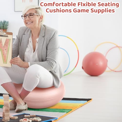 Image of Lewtemi 1 /2 /3 Pcs Flexible Seating for Classroom Elementary 20 Inch Yoga Ball Chair for Kids Wobble Chair for Sensory Kids Large Donut Ball Seats with Inflator for School Office