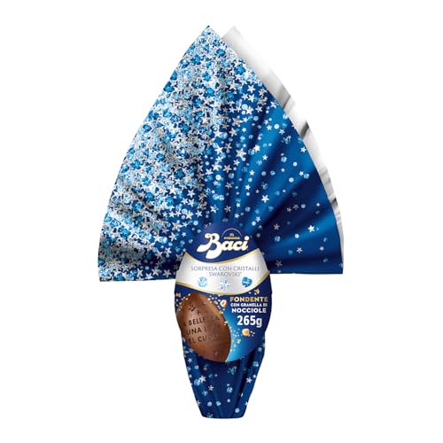 BACI PERUGINA Uovo di Pasqua 2025 Cioccolato Fondente Messaggi Incisi con granella Nocciole e 4 Cioccolatini 310g