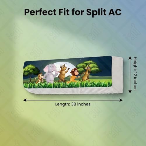Image of Split AC Cover 1 ton, 1.5 ton to 2 Ton |Designer Digital Print Indoor AC Dust Cover | Stretchable Lycra Fabric | 38x12x9 Inch | Washable Polyester AC Indoor Unit Cover | Dust Dirt Resistant