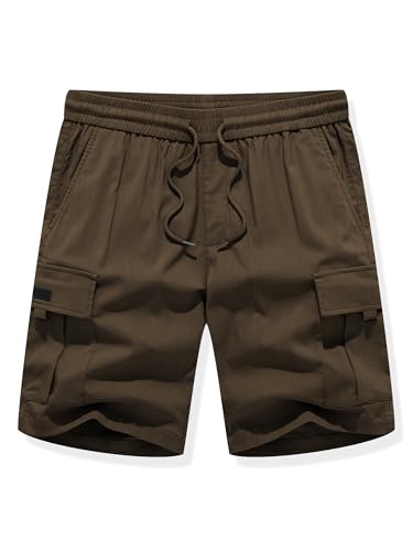 Image of JMIERR Men's Casual Stretch Cargo Shorts | Drawstring Elastic Waist, Multi Pockets, Summer Work Short, Classic