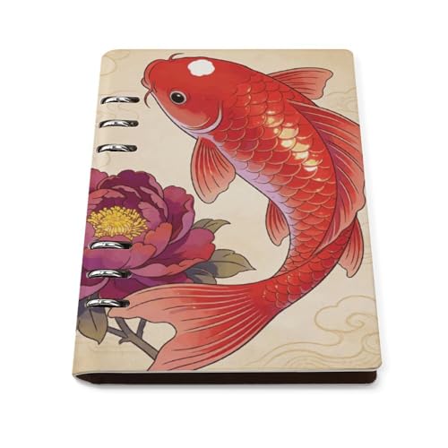 Cuaderno A5 recargable Koi Carp Bring Spring contra hojas perdidas y manchas de agua