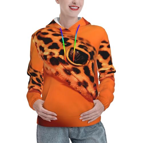 Sweat à capuche imprimé léopard Little Gecko femme - Vêtement automne chaud avec poche