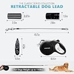 26Ft Retractable Dog Leash for Medium/Large Dogs up to 110lbs, Strong Heavy Duty Retractable Leash with Chew-Proof Cable, 360 Tangle Free, One Hand Brake Lock & Poo Bag Holder (Black) - Image 2