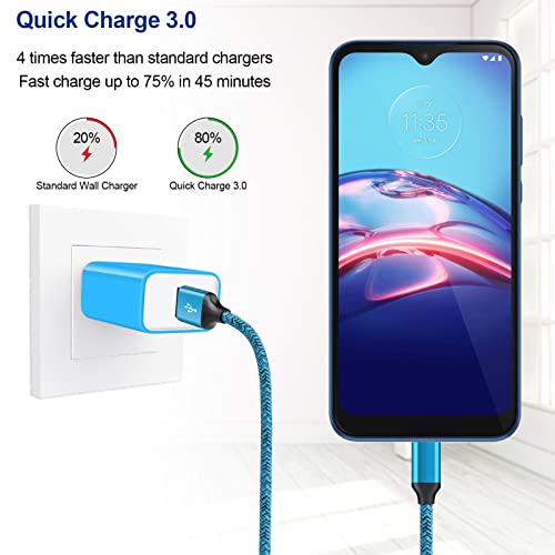 18W Qc3.0 Fast Wall Charger Plug For Android Phone Fast Charging For Fire Tablet, Kindle, Samsung Galaxy J3 J5 J7 J8 S7 S6, Ps4 Xbox Lg K40 K20, Moto E4 E5 E6, Micro Usb Charger Cable Cord 6Ft 2Pack #TOP1