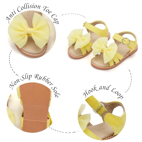Image of Girls Dress Sandals Comfy Hook and Loop Summer Shoes for Toddlers(TA302 Toddler,Yellow /6M)