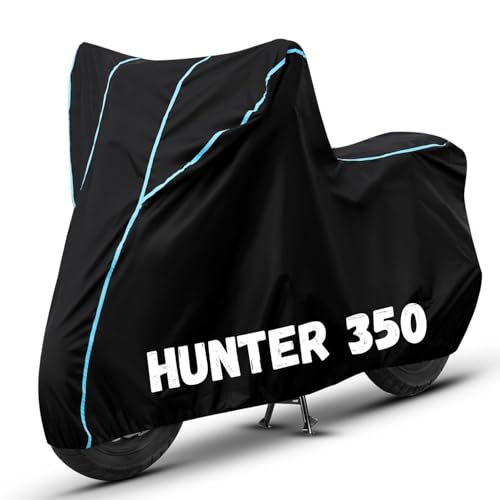 Image of Bike Cover for Hunter 350 100% Waterproof, Dustproof & Scratch Resistant| Fully Bottom Elastic UV Resistant Heavy Duty Body Cover | All Weather Outdoor Use