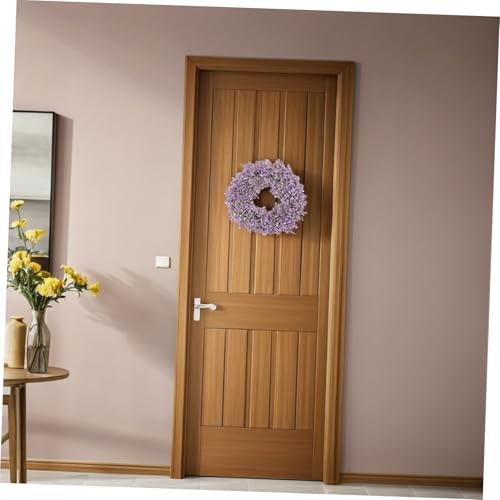 Couronne de lavande pour porte extérieure résistante aux intempéries fleurs plastique Cabilock - 6
