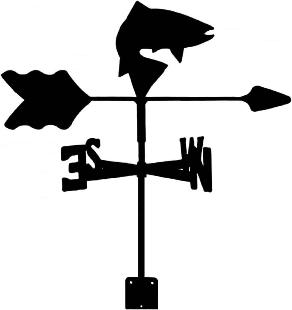 TAXXII Rooftop Wind Vane Fish Weathervane Retro Metal Weather Direction Indicator Measuring Tool for Garden and Yard Decoration-C