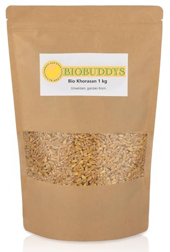 Bio Khorasan ganzes Korn 1kg - Bio Urweizen, ideal für Kamutmehl, Vegan & Ohne Zusätze