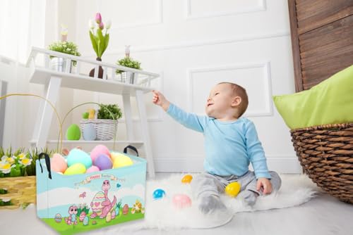 Image of Rectangular Easter Dinosaur Basket,Dinosaur Basket.Cute Baskets for Room Decor, Kids Baskets with Handles.Books Bins,Gifts Box. (Cute dinosaur)