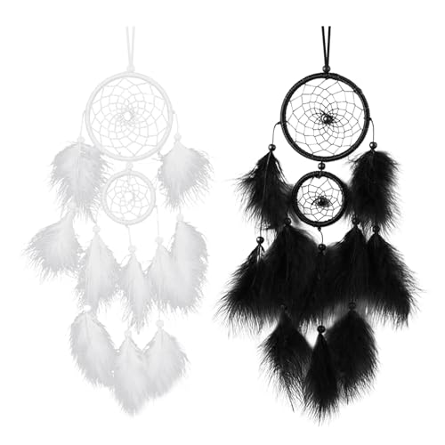OAOSDH 2 Piezas De Receptor De Ensueño De Plumas, Receptor De Sueños De Campanilla De Viento, Decoraciones Coles Tejidas A Mano, Decoraciones para El Hogar, Decoraciones Coles Simples Y Elees.