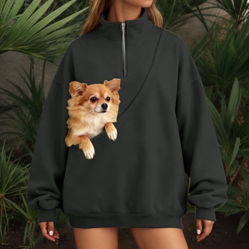 Sudadera con bolsillo para gatos y forro polar suave para tardes relajadas en casa XL 5