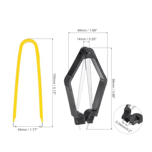 Image of uxcell IC Chip Extractor 100mm Stainless Steel with U Shape IC Chip Switch Puller Yellow for Component Motherboard, 2pcs